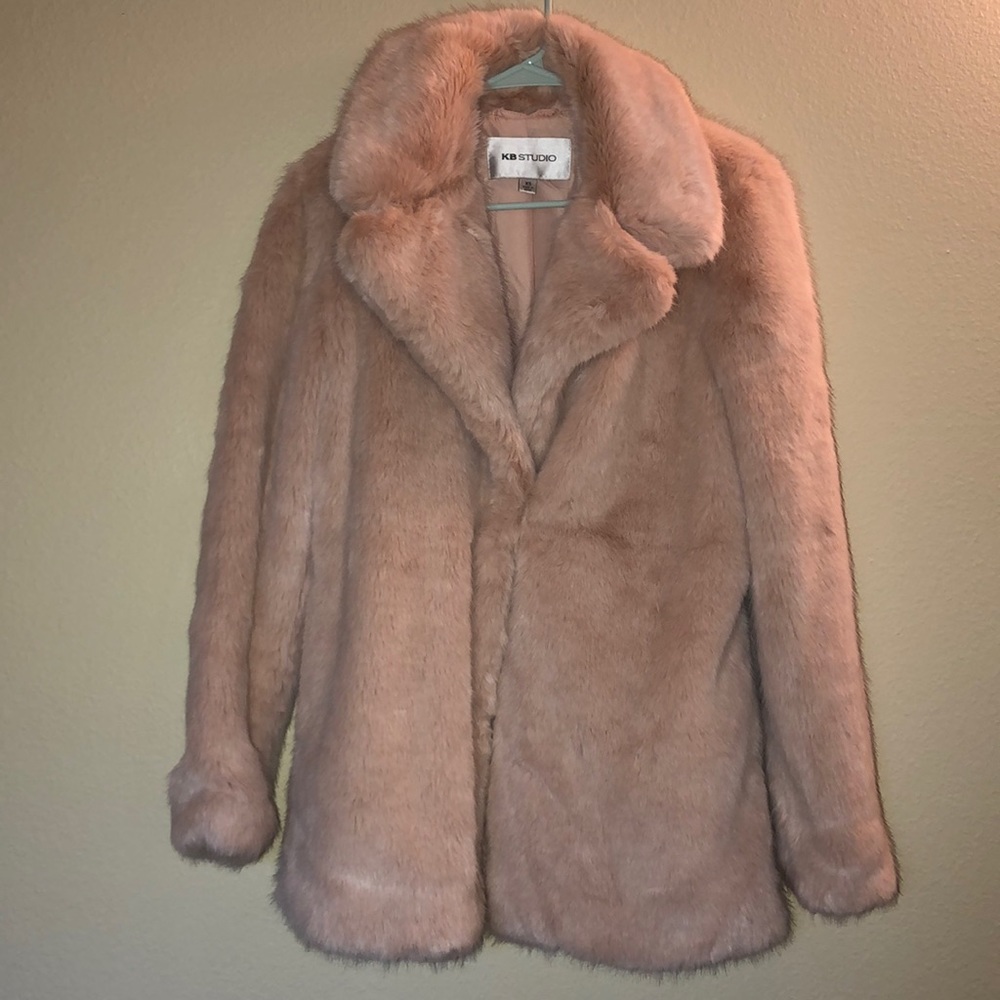 Blush collared fur coat